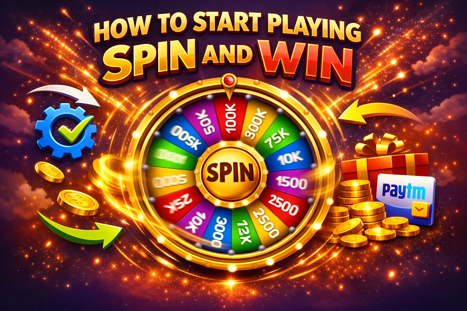 The process of registering and taking the first steps in the Spin and Win game.